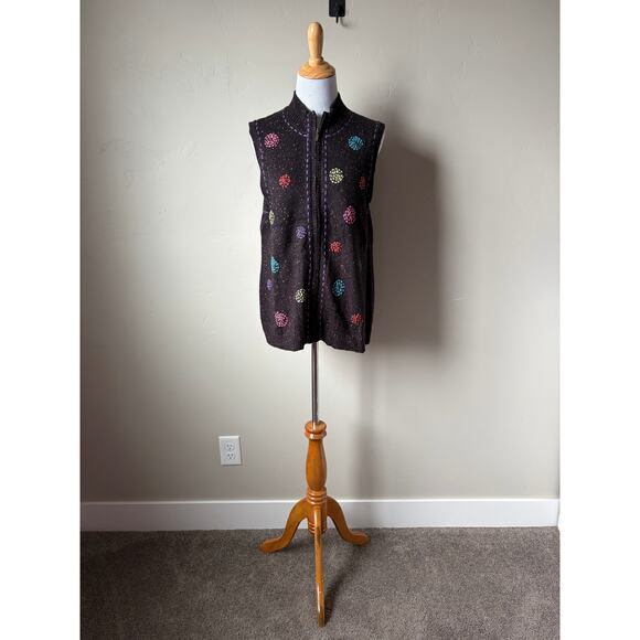 NWT Coldwater Creek Seasonal Swirl Sleeveless Full-Zip Sweater Vest- Size Large - Picture 4 of 6